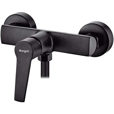 Image of Ibergrif M12026B Arial Single Lever Bathtub Shower Mixer, Bath Tap Set, Chrome, Black