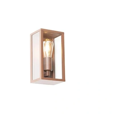 Image of Qazqa Outdoor Industrial Wall Lamp I Light Rust Brown 26 cm IP44 Charlois Garden Suitable for LED E27 1 Aluminium