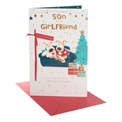 Image of Boofle Embellished Special Son &amp; His Girlfriend Cute Christmas Greeting Card