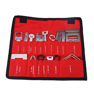 Image of 38pcs Carbon Steel car Radio Stereo Removal Installer Pry Tool kit for M ercedes B MW V W A udi F ord(Red) repair