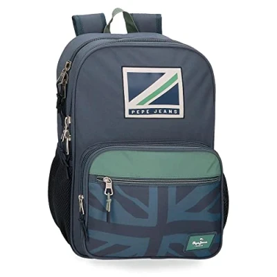 Image of Pepe Jeans Tom Double Compartment School Backpack Adaptable to Trolley Blue 30x40x13 cms Polyester 15.6L