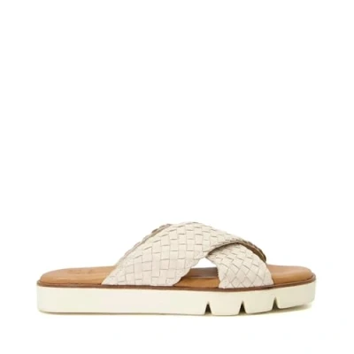 Image of Dune London Womens Ladies LEXEY Woven Sliders Beige Leather (archived) Size UK 8