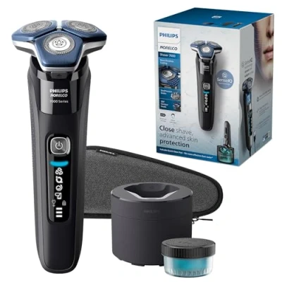 Image of Philips Norelco Shaver 7600, Rechargeable Wet &amp; Dry Electric with SenseIQ Technology, Quick Clean Pod, Travel Case and Pop up Trimmer, S7886/84, Multi