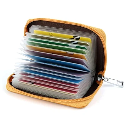 Image of GERIINEER Credit Card Holder Wallets for Women Men Leather 26 Slots (Yellow)