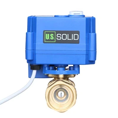 Image of U.S. Solid Motorized Ball Valve 3/4&quot; Brass with Manual Function, Standard Port, 9 24V AC/DC and 2 Wire Auto Return Setup