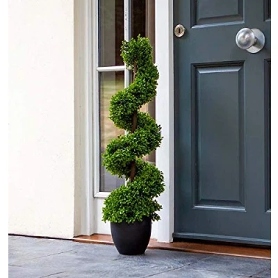 Image of Garden Mile Artificial Topiary Twirl Obelisk Tree, Stylish Plant, Faux Twirled Shrubbery for your Garden, Outdoors, Patio, Lounge or Conservatory (Boxwood Twirl)