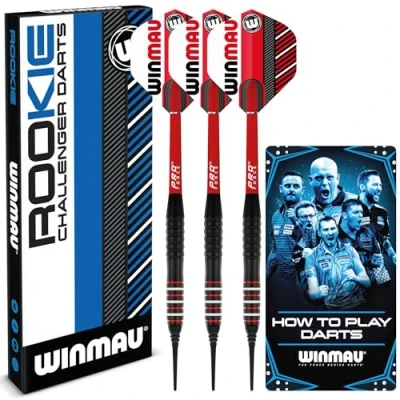 Image of WINMAU Rookie Red Softip (Plastic Tips) Brass Darts Set Single or Multi Sets Includes Flights and Shafts (Stems) Exclusive Booklet Blue, Green