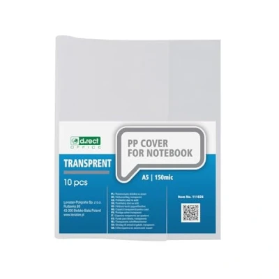 Image of D.RECT Notebook Covers Set of 10 DIN A5 Transparent Book Made Durable and Wipe Clean Polypropylene Film Strong, 150 Microns Clear