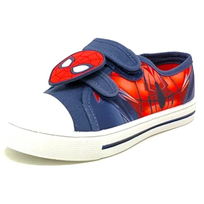 Image of Marvel Boys Spiderman Canvas Pumps Size 10 2 Infant/Junior (Blue/Spiderman Face, Numeric_13)