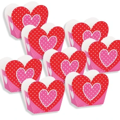 Image of Unique Party 61959 Polka Dot Heart Valentines Favour Boxes, Pack of 8
