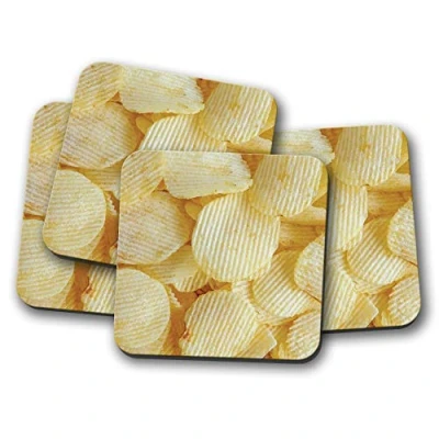 Image of 4 Set Tasty Crisps Coaster Junk Food Potato Chips Funny Mum Dad #15281