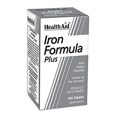 Image of HealthAid Iron Formula Plus 100 Count (Pack of 1) Vegetarian Tablets