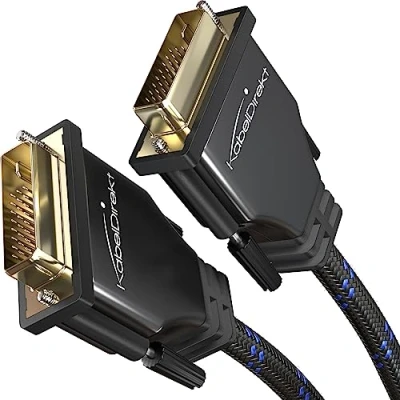 Image of Dual Link DVI cable, Nylon braided, ferrite core and break proof Full metal plugs 5m (digital D/24+1 monitor to DVI, up 2560x1600 at 60Hz or HD/1080p) CableDirect
