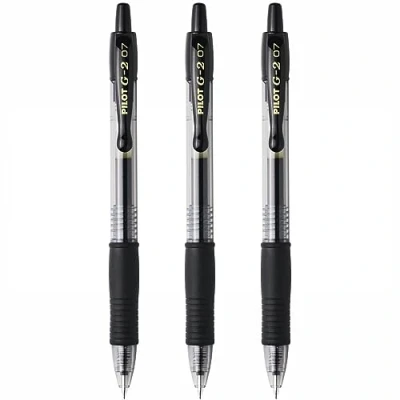 Image of PILOT G 2 0.7mm FINE RETRACTIBLE PEN BLACK (3 PACK)