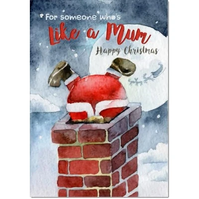 Image of doodlecards Like a Mum Christmas Card Santa Chimney Large A4 Size for with Plain Envelope