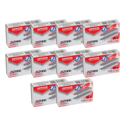 Image of Office Products 18072439 19 Staples 26/6 Silver/Pack of 10,000 (10 x 1000 Pieces) Standard Staples/Staples Paper Clips/Galvanised