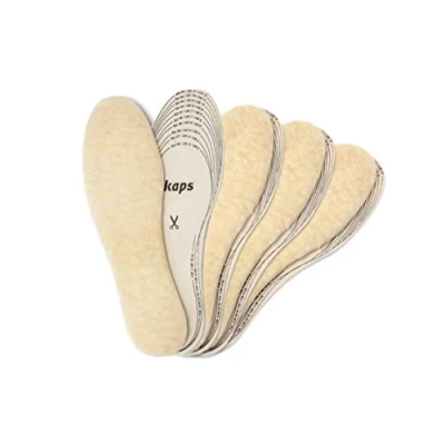 Image of Kaps Winter Insole Set, 4 x Sheep Wool Inserts for Shoes and Boots, Warm &amp; Soft, Set of Pars Cut to Size Shoe Insoles Adults Unisex, Pair Pack