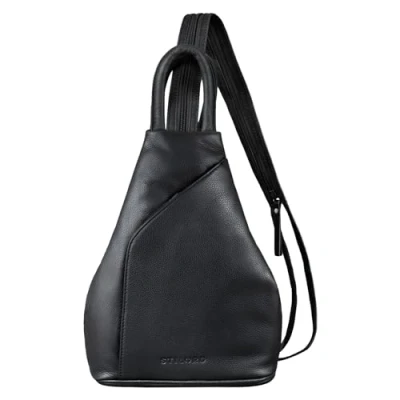 Image of STILORD &#039;Lyanna&#039; Backpack Shoulder Bag Women Leather Vintage Sling Small 2 in 1 Handbag Crossbody Rucksack Genuine Leather, Colour:Black