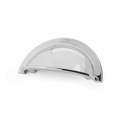 Image of Box of 10 x 64mm Polished Chrome Cup Handles for Kitchen Cabinets Cupboards Bedroom Bathroom Furniture