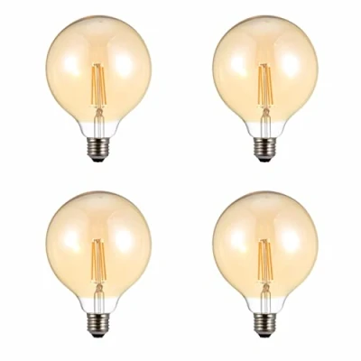 Image of TEKLED® Globe G125 Filament Vintage LED Bulbs E27 Edison Screw Energy Saving 6.5W Light Bulb 53W Equivalent DIMMABLE Amber 2400K 680LM 4 Pack Warm White