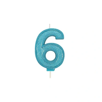 Image of CULPITT Sparkle Number Candles for Cake &amp; Cupcakes, Single Numbers from 0 9, Say Happy Birthday with These Candle Sparklers, Celebrate Birthdays Anniversaries Flair Blue 6