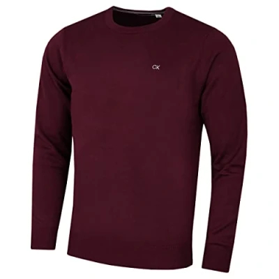 Image of Calvin Klein Mens Crew Neck Sweater French Burgundy L