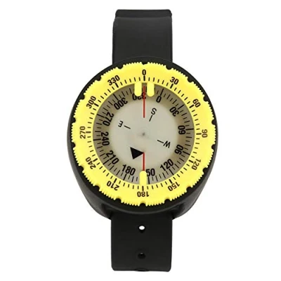 Image of Nunafey Diving Wrist Compass, Underwater Luminous Compass Lightweight Bracelet Waterproof for Hiking/Diving/Snorkeling/Camping(Yellow)