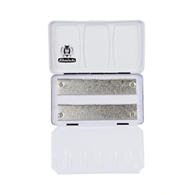 Image of Schmincke HORADAM AQUARELL Empty box for 12 x 1/2 tubes, 74 913 097, black metal with mixing palette, individual filling half tubes