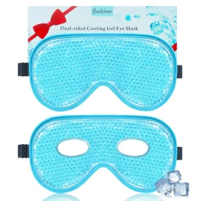 Image of BeeVines Ice Eye Mask, 2 Pack Jumbo Cooling Gel Masks for Puffy Eyes Men &amp; Women, Cold Warm Compress Post Surgery, Puffiness, Allergies Migraines Treatment (A02 Blue Blue)