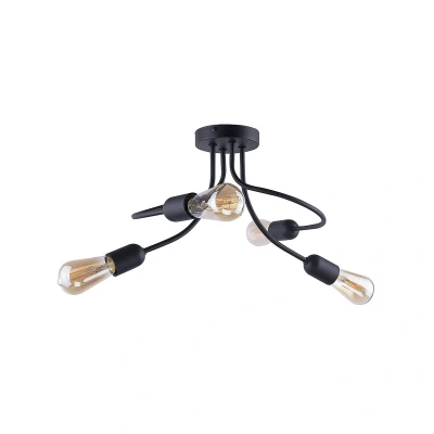 Image of Fado Multi Arm Semi Flush Ceiling Lamp Black 4xE27
