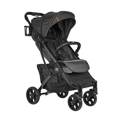 Image of Amababy Lightweight Pushchair, Premium Compact Travel Stroller. Fully Reclining Seat Buggy Suitable for Toddlers and Children (Dark Grey)