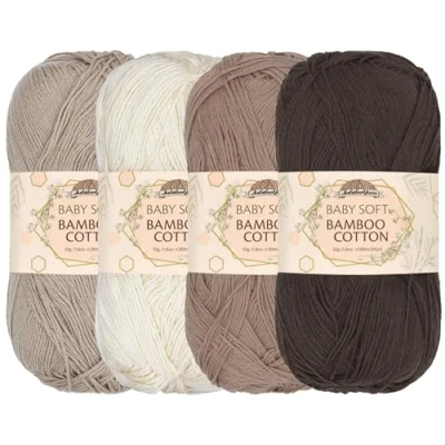Image of JubileeYarn Baby Soft Bamboo Cotton Yarn 50g/Skein Shades of Brown 4 Skeins