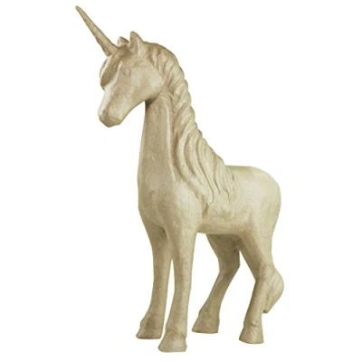 Image of Décopatch Ref LA007O Large Unicorn Papier Maché Object to Decorate 40 x 13 55cm with Papers &amp; PaperPatch Glue, Glitter, Paints