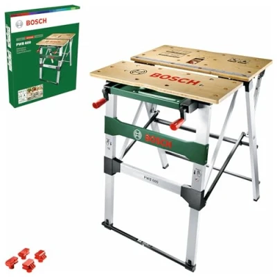 Image of Bosch Work Bench PWB 600 (4 Blade Clamps, Cardboard Box, Max Load Capacity: 200 kg)