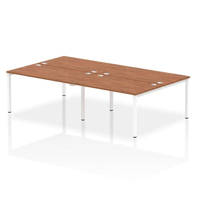 Image of Impulse Bench B2B 4 Person 1400 White Frame Office Desk Walnut