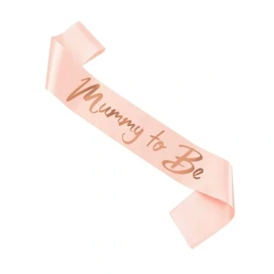Image of 1pc Mummy to Be Sash, Pink and Gold Foiled Baby Shower Satin Sash Mum Favour Party Supplies for (Pink)