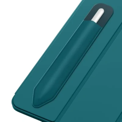 Image of MoKo Pencil Holder Sticker Fit Apple Pro, (USB C), 1st/2nd Generation, Elastic Pocket Pouch Adhesive Sleeve Attached to iPad Case for Stylus Pens,Midnight Green