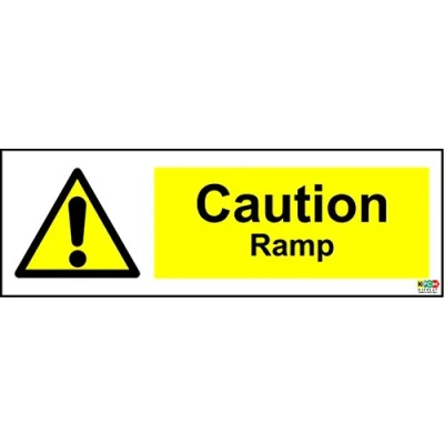 Image of Caution Ramp sign (Self Adhesive Sticker Label Sign) 200mm x 66mm