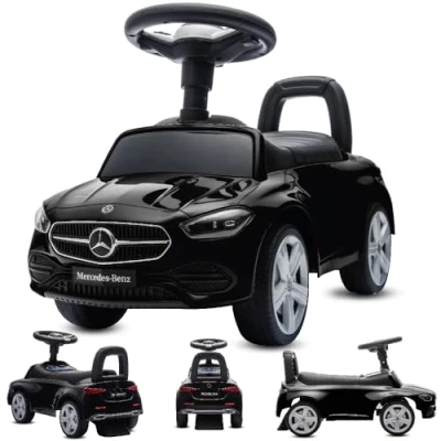 Image of sun Baby Ride On Car Mercedes C Class Licensed with sound effects and under seat storage for 1 year old (Black)