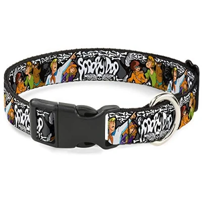 Image of Buckle Down Dog Collar Plastic Clip Scooby Doo Group Pose Bones, Multi Color, 1&quot; Wide Fits 15 26&quot; Neck Large (DC BKSR WSD014 1.0 L)