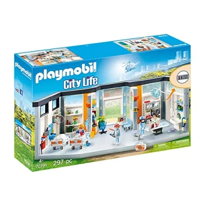 Image of Playmobil 70191 City Life Hospital Clinic, With Lighting Effects, For Children Ages 4+, Multicolour, 58.5 x 12.5 38.5 cm