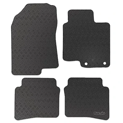 Image of Carsio Rubber Car Mats For Hyundai Bayon 2021+ Onwards Tailored Fit Floor Mat Set Complete Accessory Black Custom Fitted All Weather &amp; Heavy Duty, Anti Slip Backing with Clips