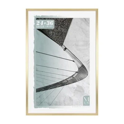 Image of MCS Gallery Foundation 24x36 Poster Frame Brass, Vertical &amp; Horizontal Wall Hanging Large Picture for Photos, Posters Art Prints (1 Pack)
