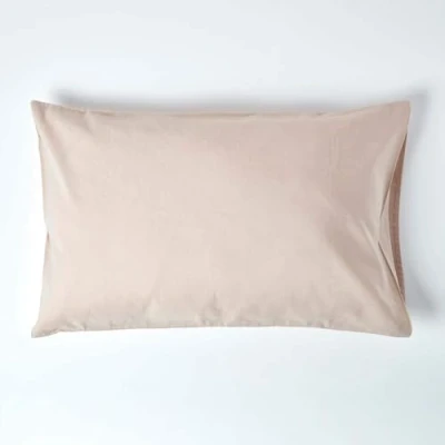 Image of HOMESCAPES Luxury Soft Linen Pillowcase Plain Natural Textured French Flax Fibre &amp; Pure 100% Cotton Blend Cream Standard