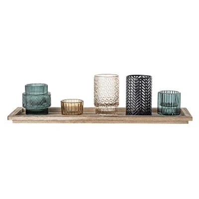 Image of Bloomingville Votive, Brown Blue Grey Black, Glass, Set of 6