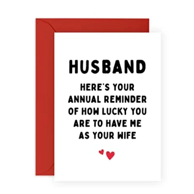 Image of Central 23 Anniversary Card For Husband Funny Birthday From Wife Sweet Gifts Men Comes With Fun Stickers Made In UK
