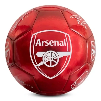 Image of Hy Pro Officially Licensed Arsenal F.C. Classic Signature Football Metallic, Size 5, Gunners, Training, Match, Merchandise, Collectible For Kids and Adults, Red
