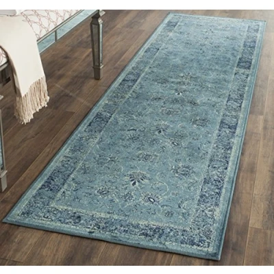 Image of SAFAVIEH Traditional Rug for Living Room, Dining Bedroom Vintage Collection, Short Pile, in Turquoise and Multi, 66 X 244 cm