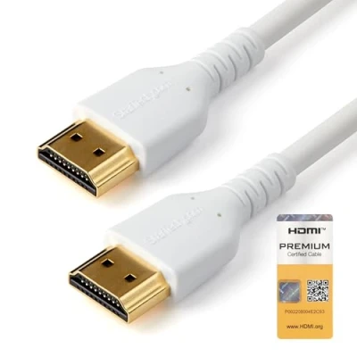 Image of StarTech.com 3ft (1m) Premium Certified HDMI 2.0 Cable with Ethernet Durable High Speed UHD 4K 60Hz HDR Rugged M/M Cord Aramid Fiber TPE Ultra HD Monitors, TVs &amp; Displays