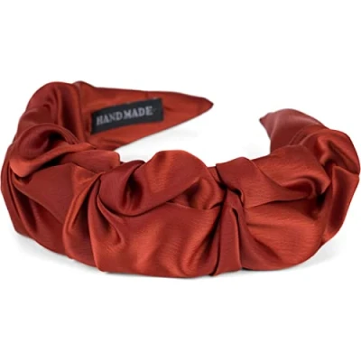 Image of styleBREAKER Women&#039;s Hairband with Shimmering Braided Surface in Ruffled Look, Hair Accessory 04027035, Colour:Rust Brown
